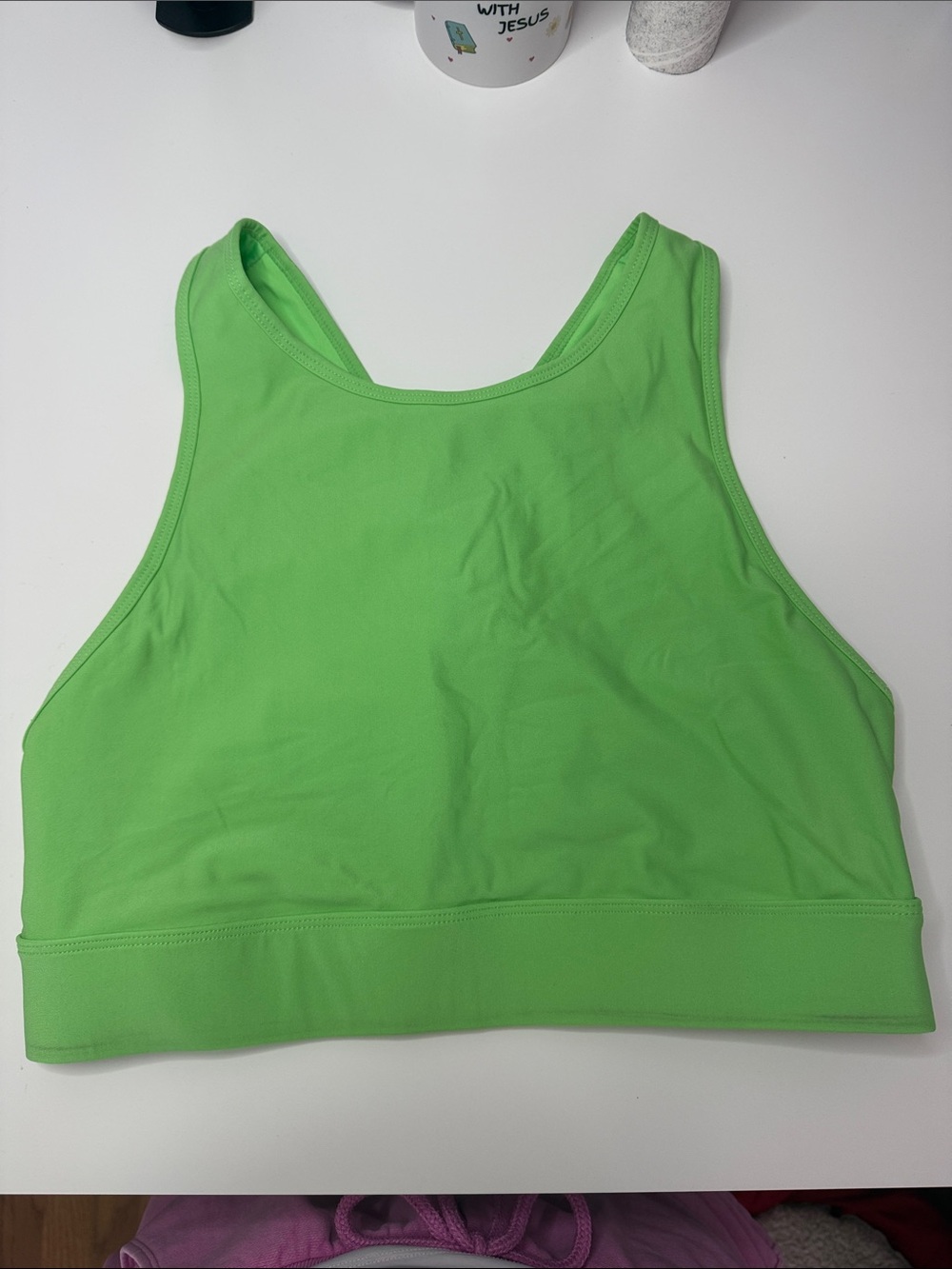 Fabletics Neon Green High Neck Sports Bra